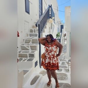 Tropical Print Sleeveless Dress